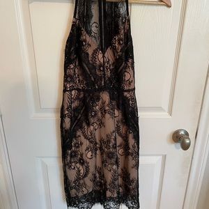 ASTR the label black lace open back dress